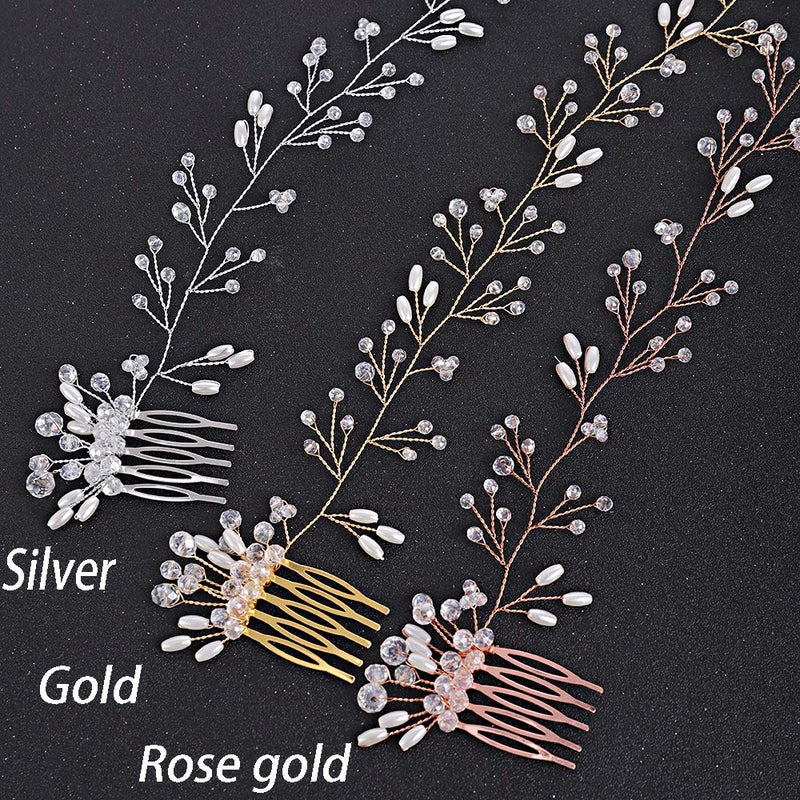 FXmimior Bride Hair Accessories Crystal Hair Vine Earrings Sets Headband Wedding Hair Comb Evening Party Hair Piece (silver) (headband ONLY)â€¦ - Image 5